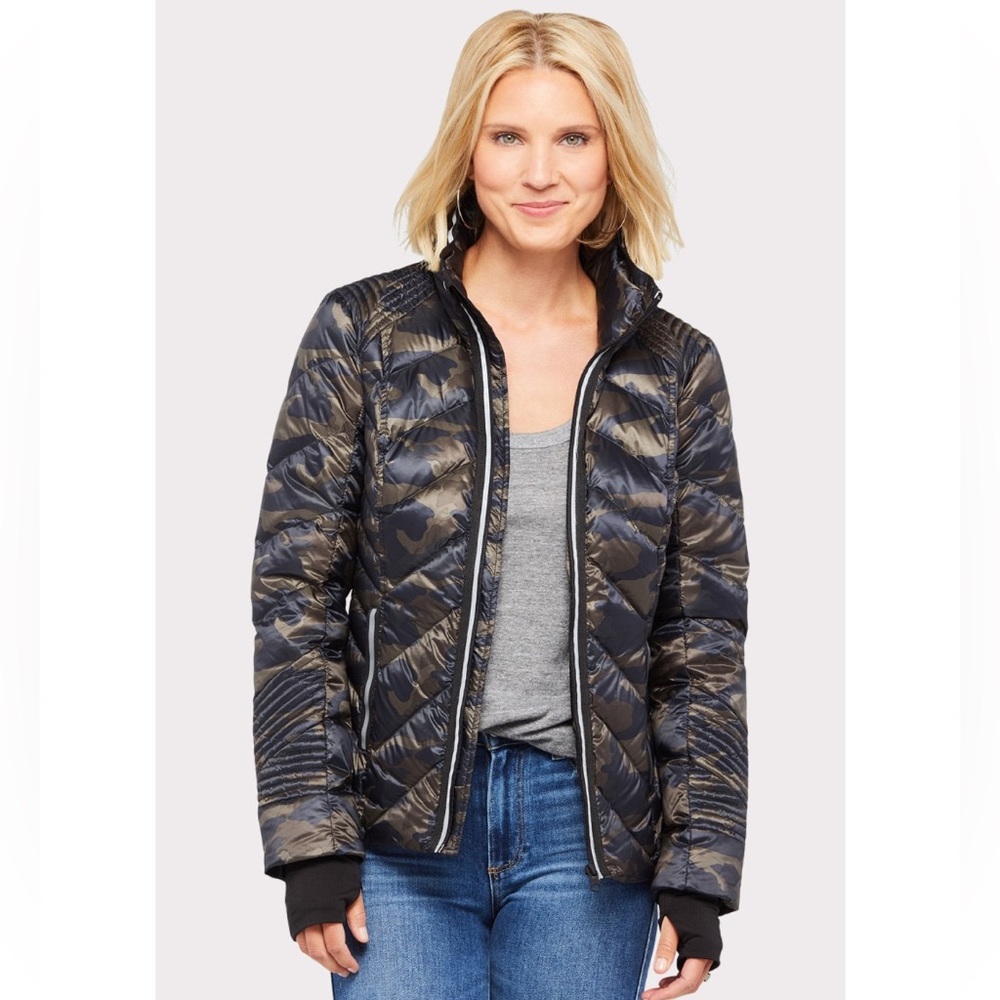 Blanc Noir Camo Puffer Jacket with Reflective Trim Size S